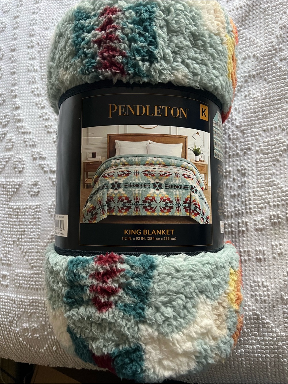 Pendleton Teal, Rust & Cream Southwestern Plush Throw Blanket - Picture 5 of 5